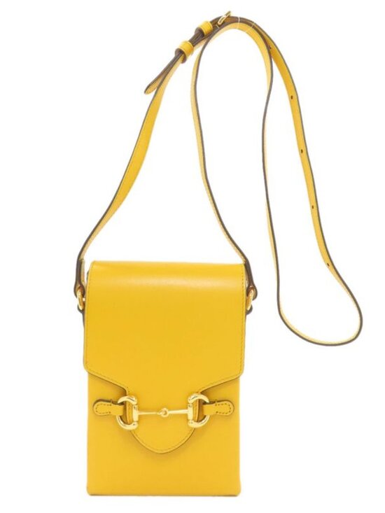 Gucci Handbags - Gucci Horsebit Shoulder Bag Leather Yellow